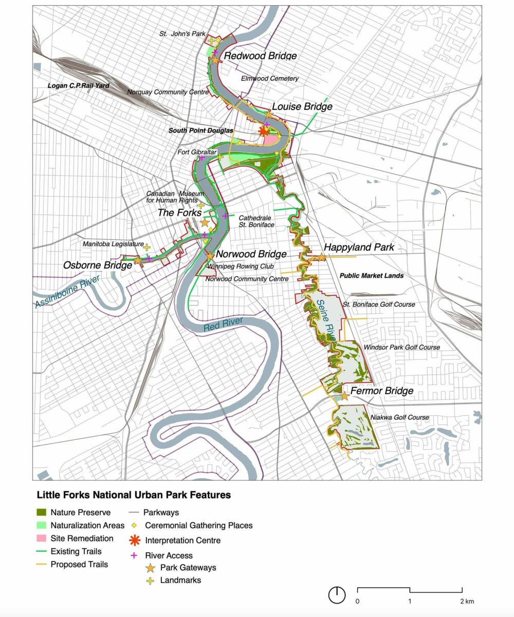 SUPPLIED
The plan would preserve 430 hectares of land and water in the centre of the city and connect the Red, Seine and Assiniboine river corridors.