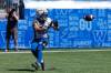 MIKE DEAL / FREE PRESS
                                Blue Bombers receiver Nic Demski eyes a pass Wednesday during his first day at training camp.