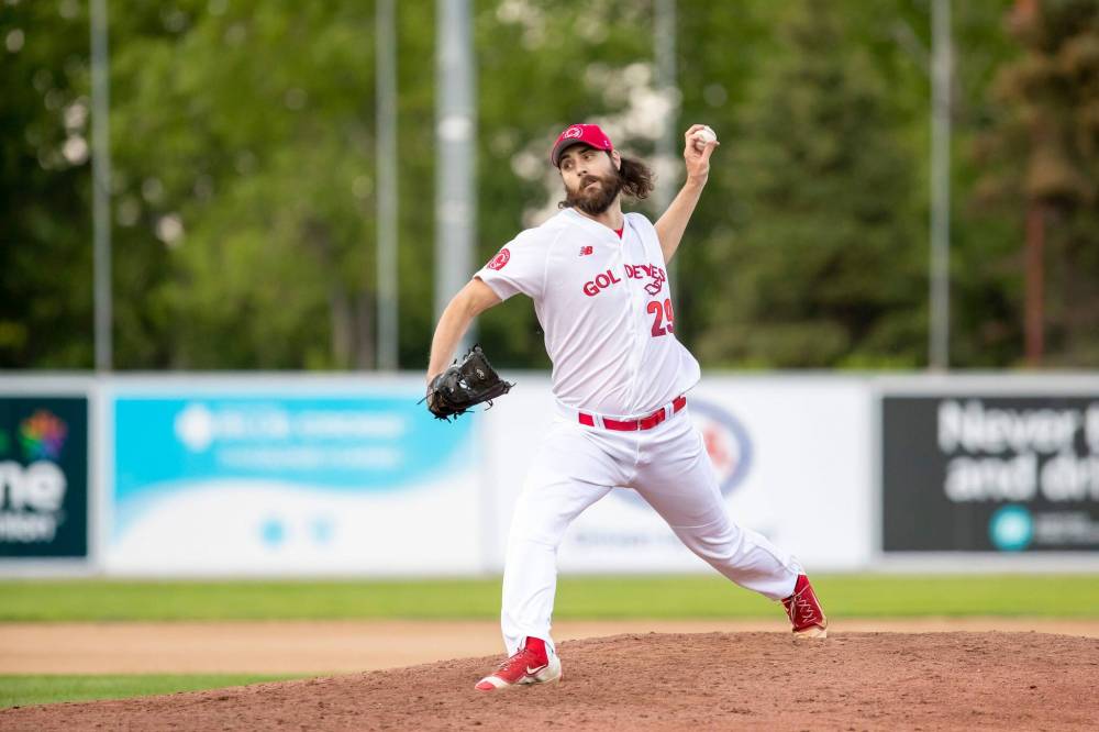 BROOK JONES / FREE PRESS
Goldeyes leftie Travis Seabrooke had a strong start on the hill.
