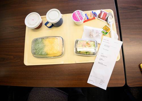 Mike Sudoma/Free Press
                                A typical meal that would be served to a patient at one of 11 local hospitals and long-term care centres served by the WHRA