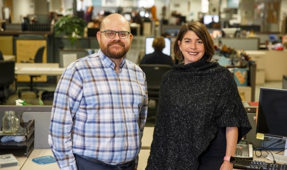 Al Small with colleague Jill Wilson who donated a kidney to Al in 2019 so that he could receive one faster. (Mike Deal / Free Press files)