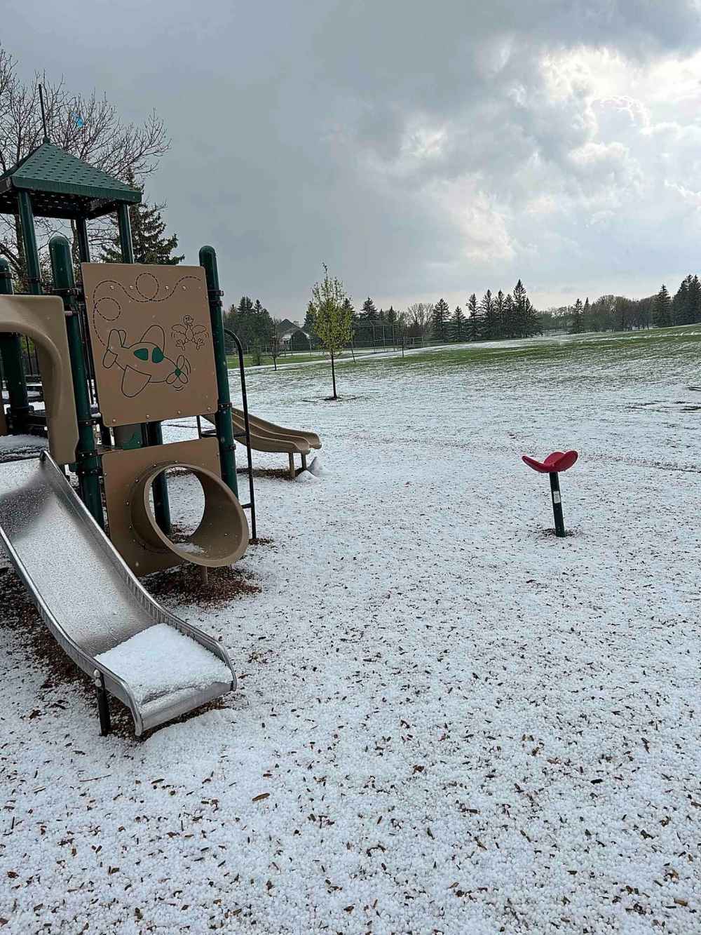 Hail seen on the south side of the city. (Scott Gibbons / Free Press)