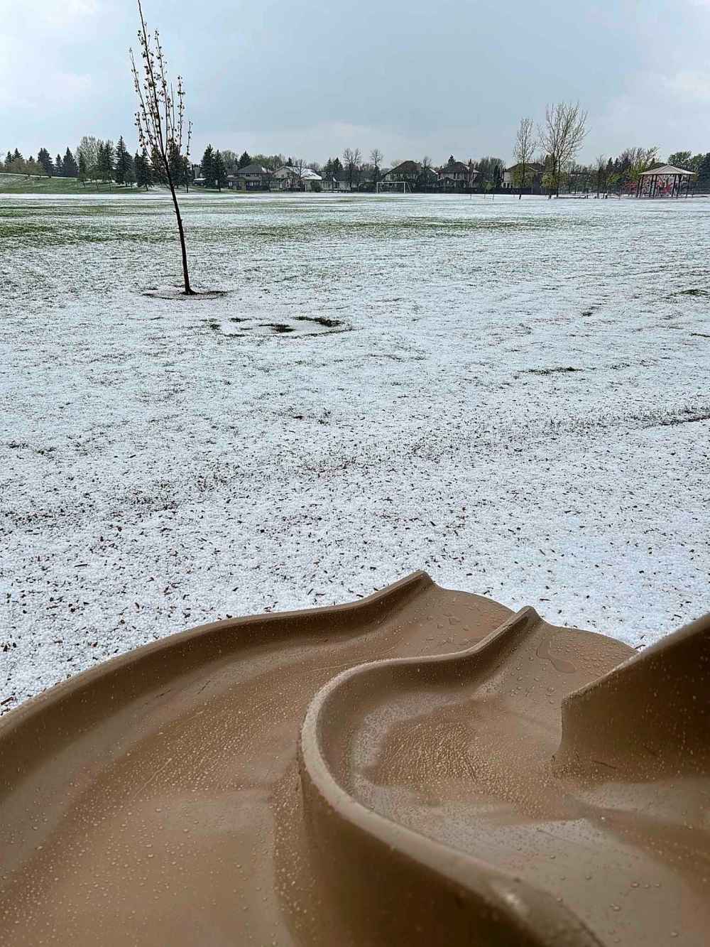 Hail seen on the south side of the city. (Scott Gibbons / Free Press)