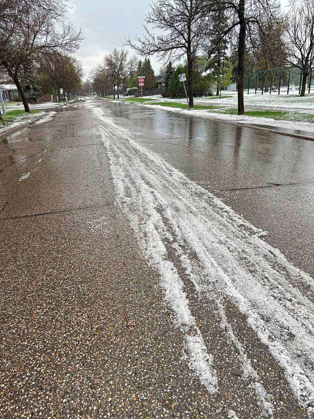 Hail seen on the south side of the city. (Scott Gibbons / Free Press)