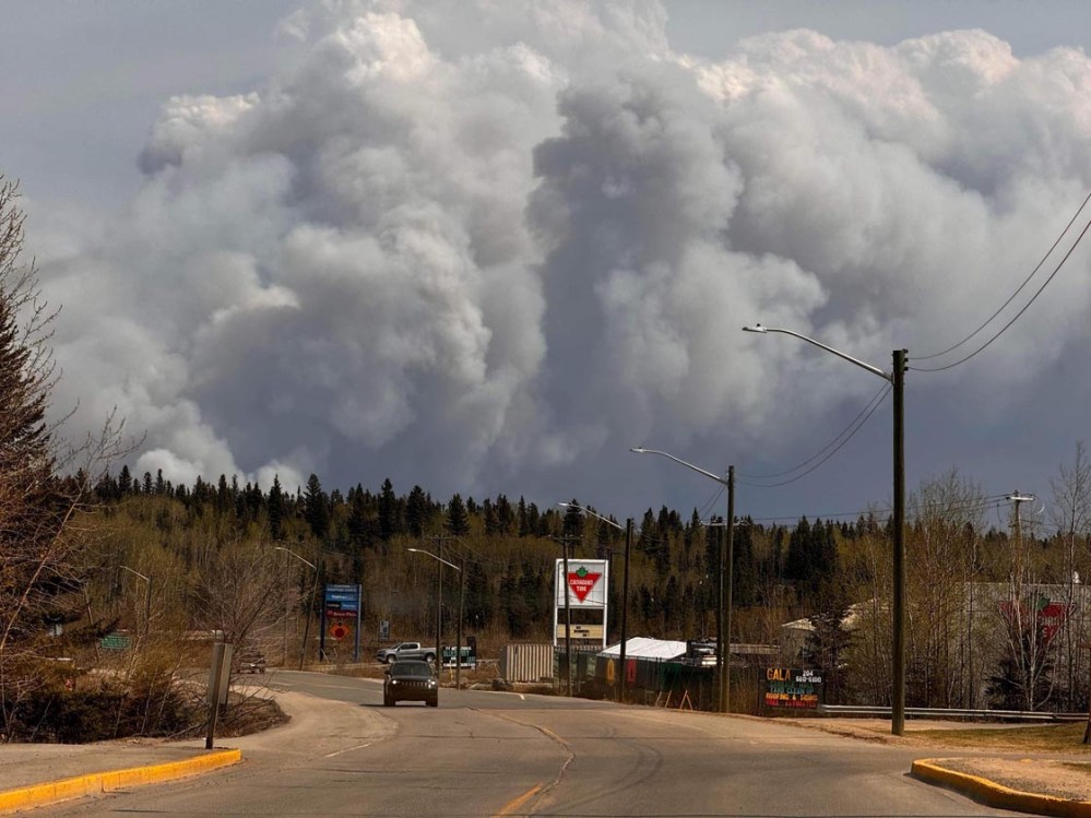 Wildfire smoke seen from Flin Flon (Neena Lundie photo)
