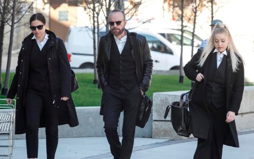 Lawyer Leonard Tailleur, centre, lawyer for accused serial killer Jeremy Skibicki, enters the Manitoba Law Courts for the trial of Skibicki in Winnipeg on Wednesday, May 8, 2024. THE CANADIAN PRESS/John Woods