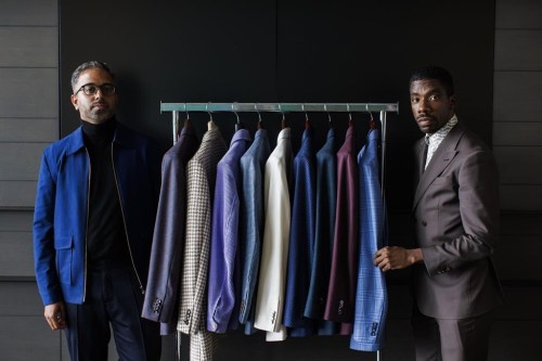 Tailors Shana Uthaya, left, and Trevis Villafana of Nota Bene Bespoke are photographed on Sunday, June 9, 2024. THE CANADIAN PRESS/Cole Burston