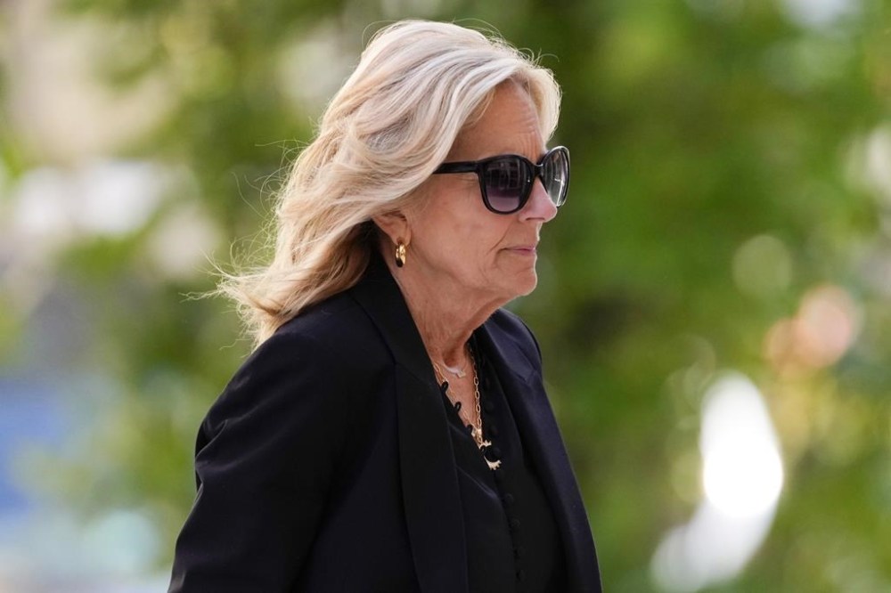 First lady Jill Biden arrives to federal court, Monday, June 10, 2024, in Wilmington, Del. (AP Photo/Matt Slocum)