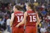 Twin sisters Katherine and Michelle Plouffe headline Canada's 3x3 women's basketball roster for the upcoming Paris Olympics. Michelle, right, jogs back to her defensive position with sister Katherine during women's basketball action against Argentina at the Pan Am games in Toronto on Friday, July 17, 2015. THE CANADIAN PRESS/Chris Young