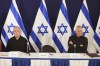 FILE - Israeli Prime Minister Benjamin Netanyahu and Cabinet Minister Benny Gantz attends a news conference in the Kirya military base in Tel Aviv, Israel, on Oct. 28, 2023. The departure of Gantz after eight months spent in Israel's war cabinet does not immediately appear to challenge government but does put pressure on Netanyahu. His resignation will likely embolden and empower Israel's radical ultranationalist cabinet ministers who have fiercely opposed all cease-fire deals. (Abir Sultan/Pool Photo via AP)