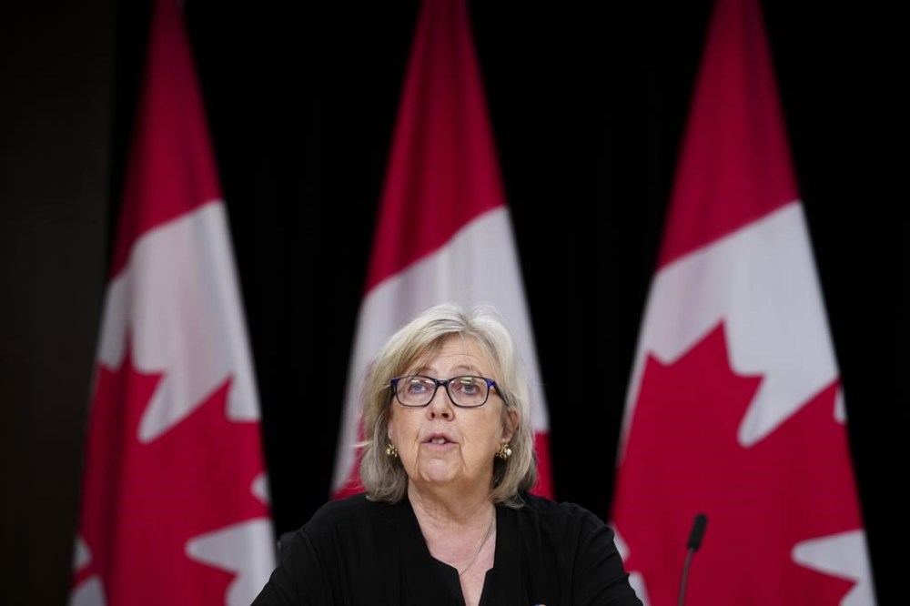 Green Co-Leader Elizabeth May says she believes the small number of MPs named in a recent spy watchdog report did not knowingly set out to betray Canada. May speaks during a press conference in Ottawa on Tuesday, April 30, 2024. THE CANADIAN PRESS/Sean Kilpatrick