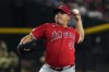 Los Angeles Angels pitcher José Suarez throws to an Arizona Diamondbacks batter during the first inning of a baseball game Tuesday, June 11, 2024, in Phoenix. (AP Photo/Rick Scuteri)