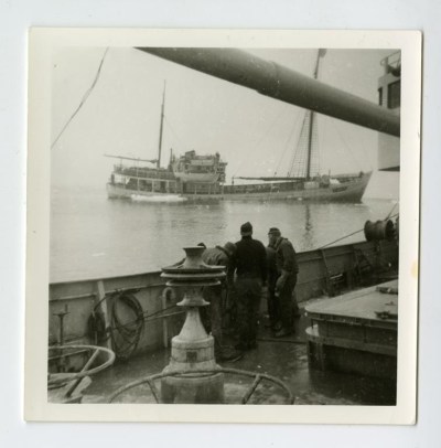 The Quest is shown sinking off Labrador on May 5, 1962, in this handout photo. A crew led by the Royal Canadian Geographical Society has found the long-sought wreck of the Quest, the final expedition ship that belonged to famed Irish explorer Sir Ernest Shackleton. John Geiger, leader of the Shackleton Quest Expedition, says sonar scans located the wreck on Sunday, sitting on its keel on the sea floor about 80 kilometres off the coast of Labrador, 390 metres from the surface. THE CANADIAN PRESS/HO-Tore Topp,
