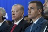 Spanish Prime Minister Pedro Sanchez sits next to Turkish President Recep Tayyip Erdogan, left, during a meeting in Madrid on Thursday, June 13, 2024. Turkish President Recep Tayyip Erdogan visits Madrid to meet with Spanish Prime Minister Pedro Sánchez to strengthen trade ties along with other agreements. (Diego Radames/Europa Press via AP)
