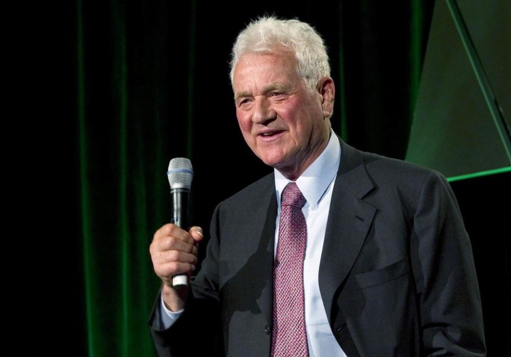 Former Magna chairman Frank Stronach speaks at his final AGM in Markham, Ont. on Wednesday, May 4, 2011. A court document shows Canadian businessman and billionaire Stronach is accused of sexually assaulting three different complainants. THE CANADIAN PRESS/Frank Gunn