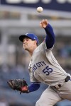 Kansas City Royals starting pitcher Cole Ragans throws to the plate during the second inning of a baseball game against the Los Angeles Dodgers Friday, June 14, 2024, in Los Angeles. (AP Photo/Mark J. Terrill)