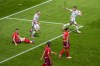 Hungary's Barnabas Varga celebrates after scoring his side's opening goal during a Group A match between Hungary and Switzerland at the Euro 2024 soccer tournament in Cologne, Germany, Saturday, June 15, 2024. (AP Photo/Michael Probst)