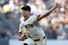 San Francisco Giants pitcher Kyle Harrison throws against the Houston Astros during the first inning of a baseball game in San Francisco, Monday, June 10, 2024. (AP Photo/Jed Jacobsohn)