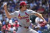 St. Louis Cardinals starting pitcher Miles Mikolas throws against the Chicago Cubs during the first inning of a baseball game in Chicago, Sunday, June 16, 2024. (AP Photo/Nam Y. Huh)