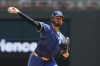 Minnesota Twins pitcher Bailey Ober throws during the first inning of game one of a double header baseball game against the Oakland Athletics, Sunday, June 16, 2024, in Minneapolis. (AP Photo/Stacy Bengs)