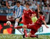 Argentina's Maximiliano Rodriguez, left, fights for the ball with Canada's Richard Hastings during a friendly soccer game in preparation for the upcoming South Africa 2010 World Cup in Buenos Aires, Monday, May 24, 2010. THE CANADIAN PRESS/AP-Alberto Raggio