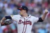 Atlanta Braves starting pitcher Max Fried throws to a Detroit Tigers batter in the first inning of a baseball game Monday, June 17, 2024, in Atlanta. (AP Photo/John Bazemore)