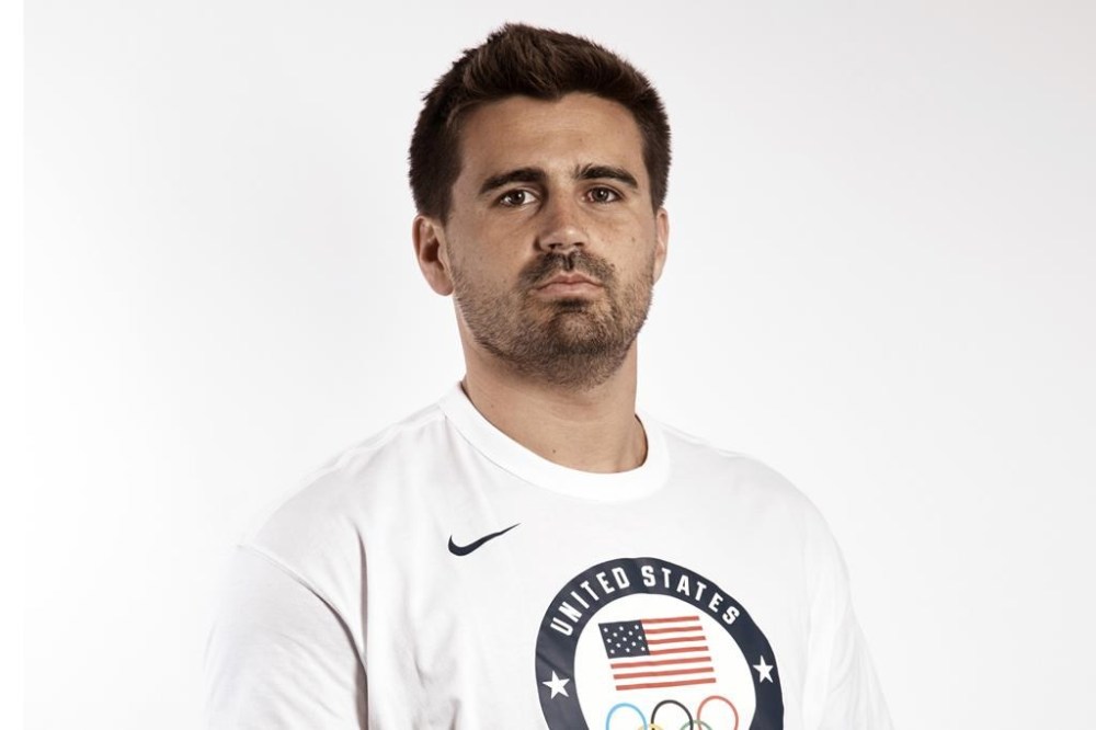 FILE- Ben Hallock, a United States Olympic water polo player, poses for a photo, Tuesday, April 16, 2024, in New York. Hallock is going back to the Olympics for the third time after he was selected for the U.S. men's water polo team on Tuesday, June 18, 2024. (AP Photo/Andres Kudacki, File)