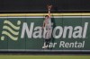 Milwaukee Brewers center fielder Sal Frelick catches a fly ball hit by Los Angeles Angels' Taylor Ward for the final out of a baseball game Tuesday, June 18, 2024, in Anaheim, Calif. (AP Photo/Ryan Sun)