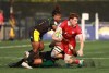 Canada's Phil Berna is tackled by Jamaica's Nic Franklyn during men's rugby action at the Rugby Sevens Paris 2024 Olympic qualification event at Starlight Stadium in Langford, B.C., on Saturday, August 19, 2023. Not much has gone right for the Canadian men’s rugby sevens team in a season that has seen Canada relegated from the elite HSBC SVNS circuit. THE CANADIAN PRESS/Chad Hipolito