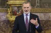 Spain's King Felipe makes a speech before a lunch on the day of commemorations marking the 10th anniversary of the proclamation of Spain's King Felipe VI at the Royal Palace in Madrid, Spain, Wednesday June 19, 2024. (Borja Sanchez-Trillo, Pool photo via AP)