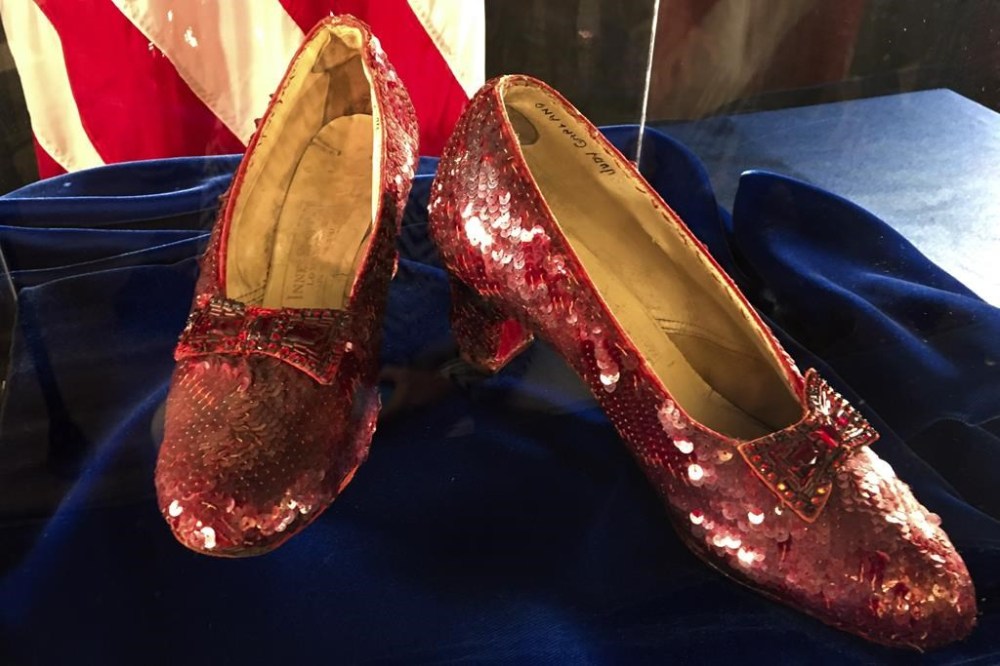 FILE - Ruby slippers once worn by Judy Garland in the