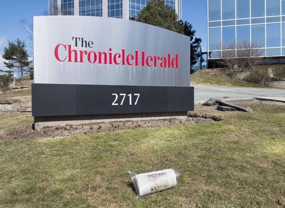 The Chronicle Herald sign is seen in Halifax on Thursday, April 13, 2017. THE CANADIAN PRESS/Andrew Vaughan