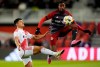 Toronto FC's Tyrese Spicer (right) controls the ball as New England Revolution's Nick Lima defends during second half MLS soccer action in Toronto on Saturday, April 20, 2024. 
Toronto FC, looking to find its way back into the win column, will be without rookie wingback Tyrese Spicer for the next six weeks.THE CANADIAN PRESS/Frank Gunn
