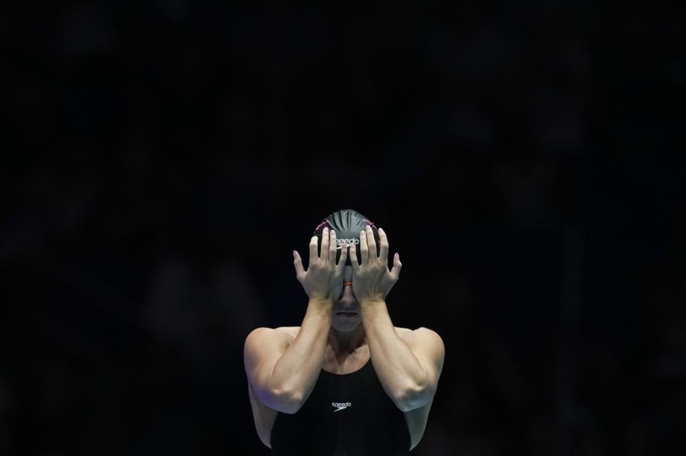 Regan Smith before the Women's 200 butterfly finals Thursday, June 20, 2024, at the US Swimming Olympic Trials in Indianapolis. (AP Photo/Darron Cummings)