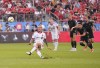 Toronto FC forward Federico Bernardeschi (10) slips on a penalty kick against Nashville SC during the first half of MLS soccer action in Toronto, Wednesday, June 19, 2024. THE CANADIAN PRESS/Mark Blinch