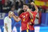 Spain's Aymeric Laporte celebrates at the end of the Group B match between Spain and Italy at the Euro 2024 soccer tournament in Gelsenkirchen, Germany, Thursday, June 20, 2024. (AP Photo/Frank Augstein)