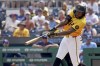 Pittsburgh Pirates' Oneil Cruz hits a home run during the first inning of a baseball game against the Tampa Bay Rays, Saturday, June 22, 2024, in Pittsburgh. (AP Photo/Matt Freed)