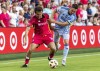 St. Louis City SC midfielder Indiana Vassilev (19) battles Atlanta United defender Noah Cobb (24) for the ball during the first half of an MLS soccer game at CityPark stadium in St. Louis on Saturday, June 22, 2024. (Dominic Di Palermo/St. Louis Post-Dispatch via AP)