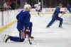Edmonton Oilers forward Corey Perry (90) watches during practice before taking on the Florida Panthers tomorrow night in Game 7 of the NHL Stanley Cup finals in Sunrise, Fla., on Sunday, June 23, 2024. THE CANADIAN PRESS/Nathan Denette