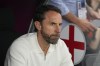 England's manager Gareth Southgate sits at the bench prior to a Group C match between Denmark and England at the Euro 2024 soccer tournament in Frankfurt, Germany, Thursday, June 20, 2024. (AP Photo/Thanassis Stavrakis)