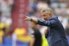 Romania's head coach Edward Iordanescu gives instructions from the side line during a Group E match between Romania and Ukraine at the Euro 2024 soccer tournament in Munich, Germany, Monday, June 17, 2024. (AP Photo/Matthias Schrader)