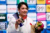 Gold medallist Christa Deguchi of Canada poses for a photo during the award ceremony of the women's -57 kilogram class of the World Judo Championships in Tokyo, Tuesday, Aug. 27, 2019. Top-ranked Canadian judoka Deguchi will make her Olympic debut at this summer's Paris Games, while Jessica Klimkait will not get a chance to build on the bronze medal she won three years ago in Tokyo. THE CANADIAN PRESS/AP/Koji Sasahara