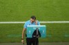 The referee checks the VAR for possible penalty for Georgia during a Group F match between Georgia and Portugal at the Euro 2024 soccer tournament in Gelsenkirchen, Germany, Wednesday, June 26, 2024. (AP Photo/Andreea Alexandru)
