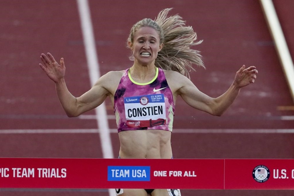 Valerie Constien wins the women's 3000-meter steeplechase final during the U.S. Track and Field Olympic Team Trials Thursday, June 27, 2024, in Eugene, Ore. (AP Photo/Chris Carlson)