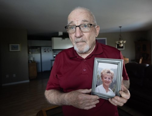 Jean-Luc Duval holds a picture of his late wife, Monique, in his home Friday, June 14, 2024, in Repentigny, Que. .THE CANADIAN PRESS/Ryan Remiorz