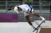 FILE - Nyjah Huston of the United States competes in men's street skateboarding at the 2020 Summer Olympics, July 25, 2021, in Tokyo, Japan. Huston is headed back to the 2024 Paris Summer Olympics with a determination to improve on his non-medal performance three years ago in Tokyo. (AP Photo/Ben Curtis, File)
