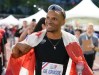Andre De Grasse, celebrates his win in the 100m finals at the Canadian Track and Field Olympic trials in Montreal, Friday, June 28, 2024. THE CANADIAN PRESS/Christinne Muschi