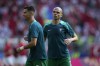 Portugal's Cristiano Ronaldo, left, and Portugal's Pepe warm up prior of a Group F match between Turkey and Portugal at the Euro 2024 soccer tournament in Dortmund, Germany, Saturday, June 22, 2024. (AP Photo/Themba Hadebe)
