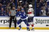 Tampa Bay Lightning center Steven Stamkos (91) celebrates his goal in front of Florida Panthers center Eetu Luostarinen (27) during the first period in Game 4 of an NHL hockey Stanley Cup first-round playoff series, Saturday, April 27, 2024, in Tampa, Fla. THE CANADIAN PRESS/AP-Chris O'Meara