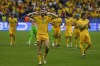 Romania's Radu Dragusin celebrates at the end of Group E match at the Euro 2024 soccer tournament against Slovakia in Frankfurt, Germany, Wednesday, June 26, 2024. The match ended in a 1-1 draw. (AP Photo/Themba Hadebe)